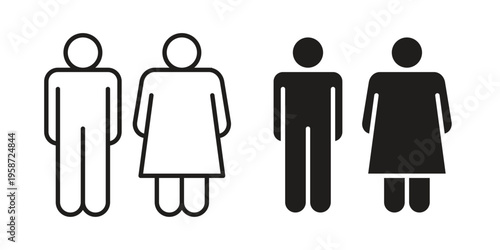 Man and woman icon in black stroke eps vector graphic