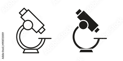 Microscope icon in black stroke eps vector graphic