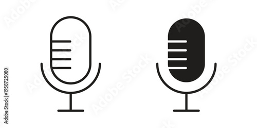 Microphone icon in black stroke eps vector graphic