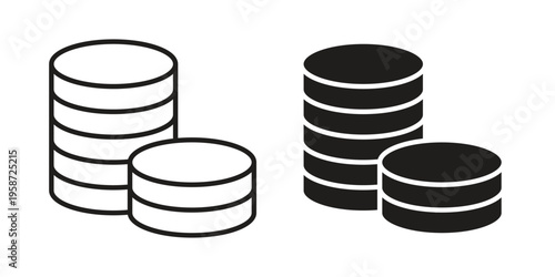 Money coin icon in black stroke eps vector graphic