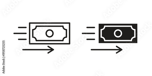 Money Transfer icon in black stroke eps vector graphic