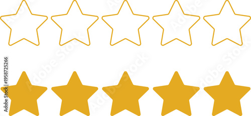 Comparison of filled and empty star ratings in a five-point scale graphic