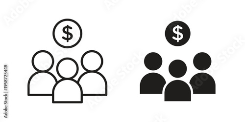 Mutual funds icon in black stroke eps vector graphic