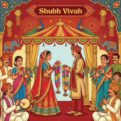 Indian couple exchanges vows in traditional ceremony