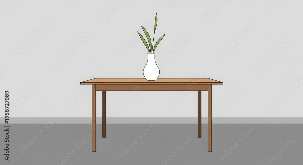 Fototapeta premium Minimalist Table Setting With A Single Vase And Green Plant