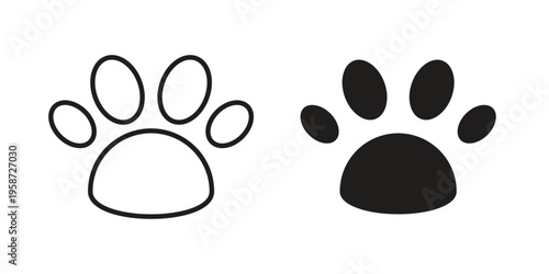 Paw icon in black stroke eps vector graphic
