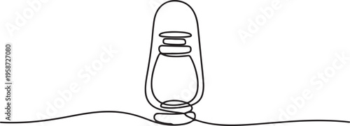 single line lantern drawing icon line art vector illustration. One line draw graphic design vector