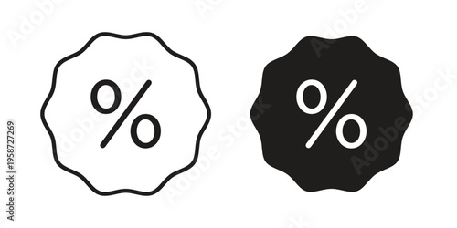 Percentage icon in black stroke eps vector graphic