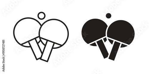 Ping pong icon in black stroke eps vector graphic