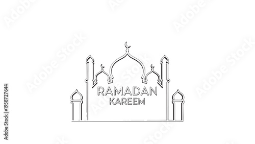 Elegant Islamic Mosque with Minarets and Dome for Ramadan Celebrations.