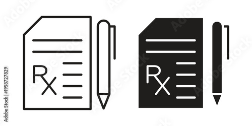 Prescription icon in black stroke eps vector graphic
