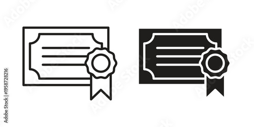Qualification icon in black stroke eps vector graphic