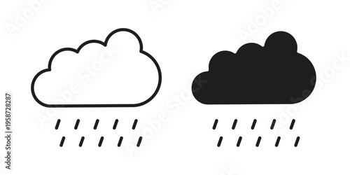 Rain icon in black stroke eps vector graphic