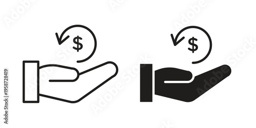 Refund icon in black stroke eps vector graphic