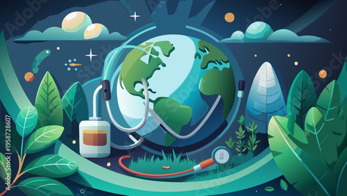 Eco friendly globe, sustainable earth, green planet, environmental conservation vector