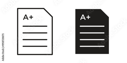 Report card icon in black stroke eps vector graphic