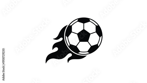 Flaming Soccer Ball Silhouette Icon Representing Football Speed, Sports Energy, Athletic Competition Branding, Tournament Identity, and Dynamic Game Graphic Design