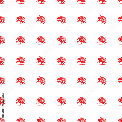  Repeating Red Rearing Horse With American Flag Background Seamless Pattern