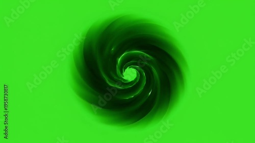 4k Intense swirling dark vortex against a radiant green background