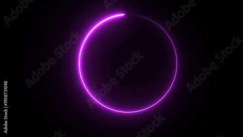 Foto A vibrant purple neon circle against a solid black background
