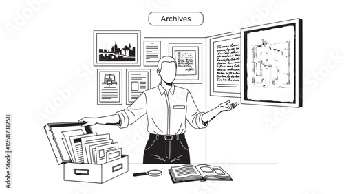 Professional office presentation with a manager presenting charts and documents during a team briefing.