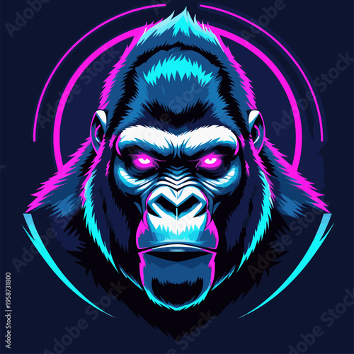 vector image of an animal in neon cyberpunk style