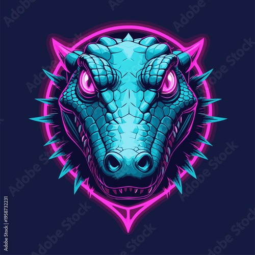 vector image of an animal in neon cyberpunk style