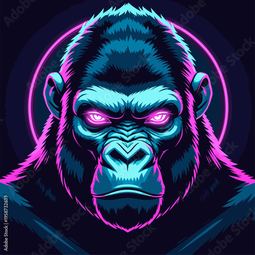 vector image of an animal in neon cyberpunk style