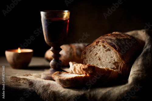 Holy Thursday Christian Bread and Wine Background