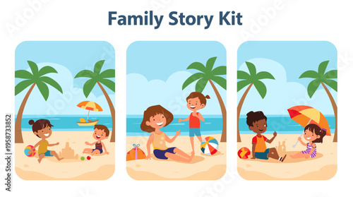 A colorful beach ball on a sandy beach, evoking a sense of carefree summer fun and relaxation.