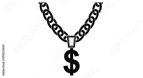 Heavy gold link chain necklace featuring a large, prominent pendant shaped like a dollar sign symbol.