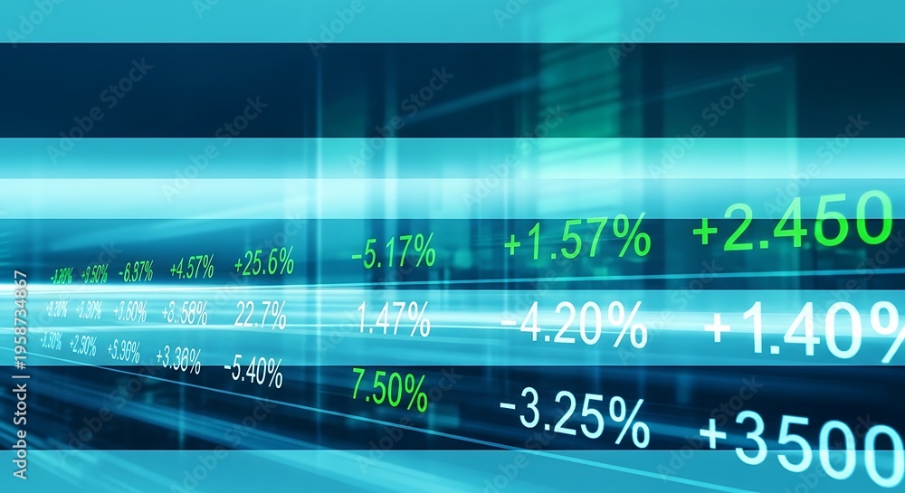 Fototapeta premium Financial stock market data on a blue digital background