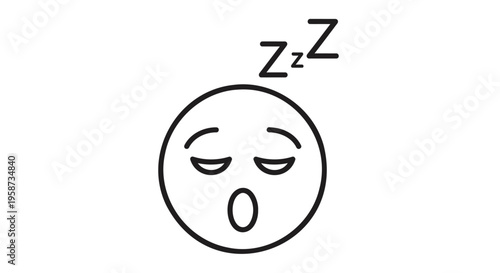 Sleepy face emoji, tired emoticon, zzz symbol, bored expression
