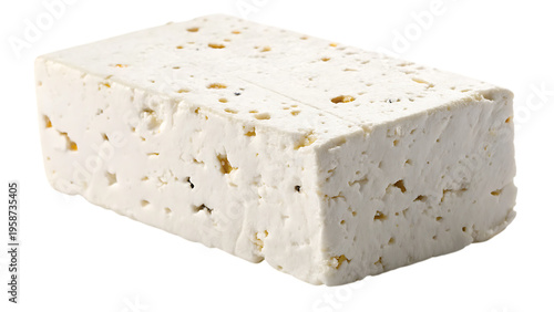 A block of white cheese with holes on a black background