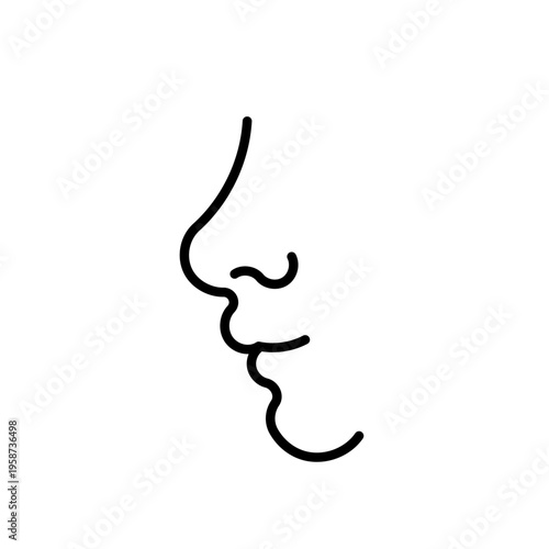 Illustration vectorielle minimaliste d’un profil de visage en ligne continue, style contour noir. Design épuré, moderne et élégant, idéal pour identité visuelle, bien-être ou esthétique