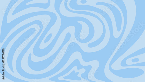 Abstract background pattern with blue waves. Groovy retro wavy organic shapes in trendy naive 60s, 70s style.