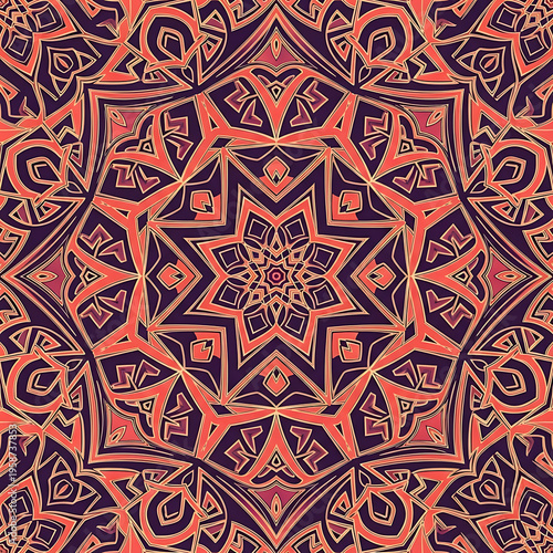 Intricate boho pattern design for textile and wallpaper. abstract symmetrical mandala art background