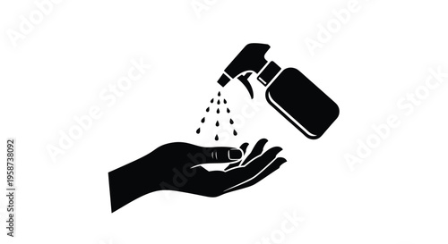 A black silhouette of a hand receiving spray from a bottle
