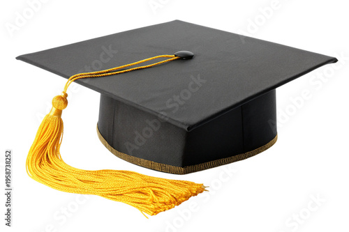 Black graduation cap PNG isolated on transparent background