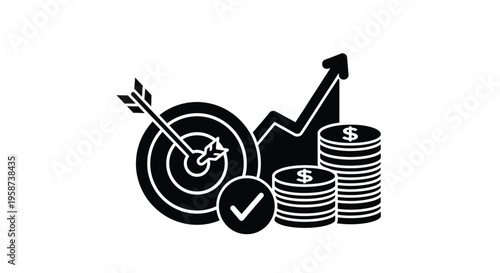 Target achieved with financial growth a success symbol illustration