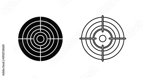 Two target illustrations a filled black version and a white outline