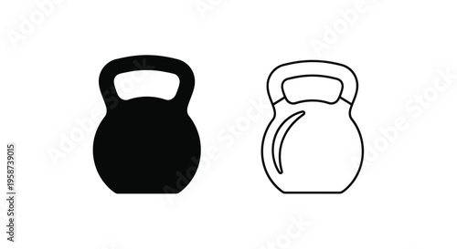 Two kettlebell icons one solid black and one white outline