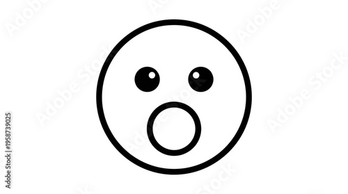 Astonished Expression: A minimalist, clean-lined depiction of a face displaying utter surprise and amazement. Perfect for conveying a sense of shock or disbelief.