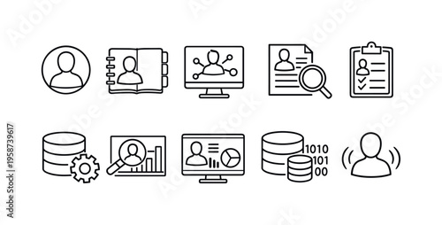 Customer data icon set in a simple and modern design for easy comprehension