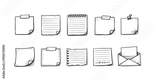 Collection of hand-drawn sticky notes, paper scraps, and envelopes for reminders