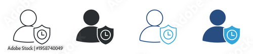 User protection and time security icon set. Account safety, time management and personal data protection concept. Vector illustration.
