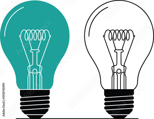 Light bulb filament illustration set, vintage electric lamp vector design, idea and innovation concept icon isolated on white background