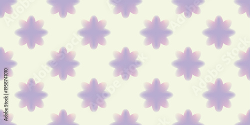 Seamless mesh gradient background with blurred pastel purple flowers on a soft cream backdrop. Dreamy floral texture with airy y2k mood, ideal for wallpapers, textiles, stationery, packaging, and card