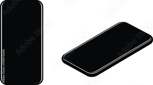 Smartphone silhouettes set, modern mobile phone vector illustration, blank screen device design, touchscreen technology icon isolated on white background