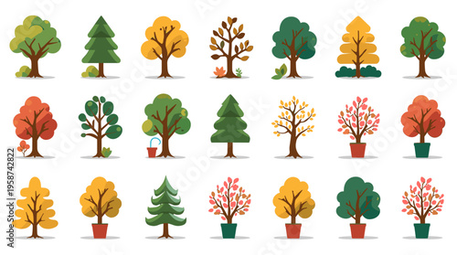 A stylized illustration of a tree with yellow leaves on a white background, perfect for fall-themed designs and projects.